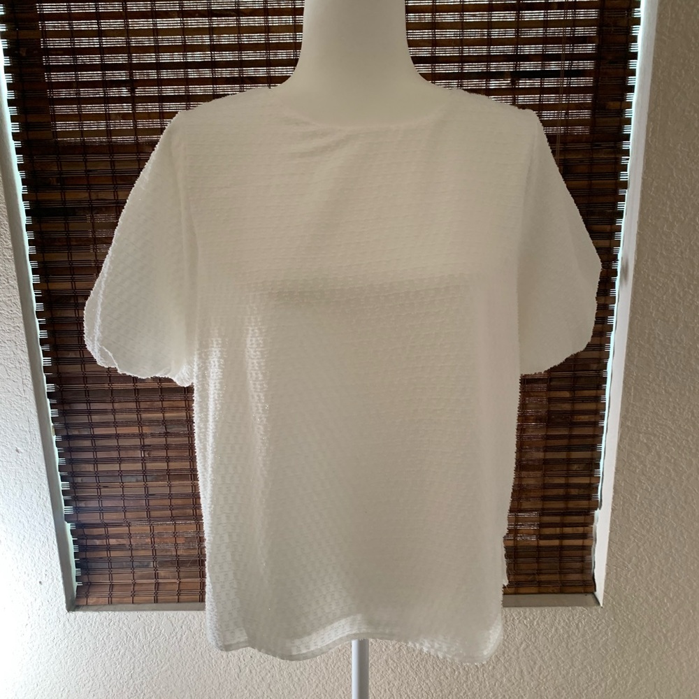 Vince Camuto Puff Sleeve Top Sparkle Crepe
